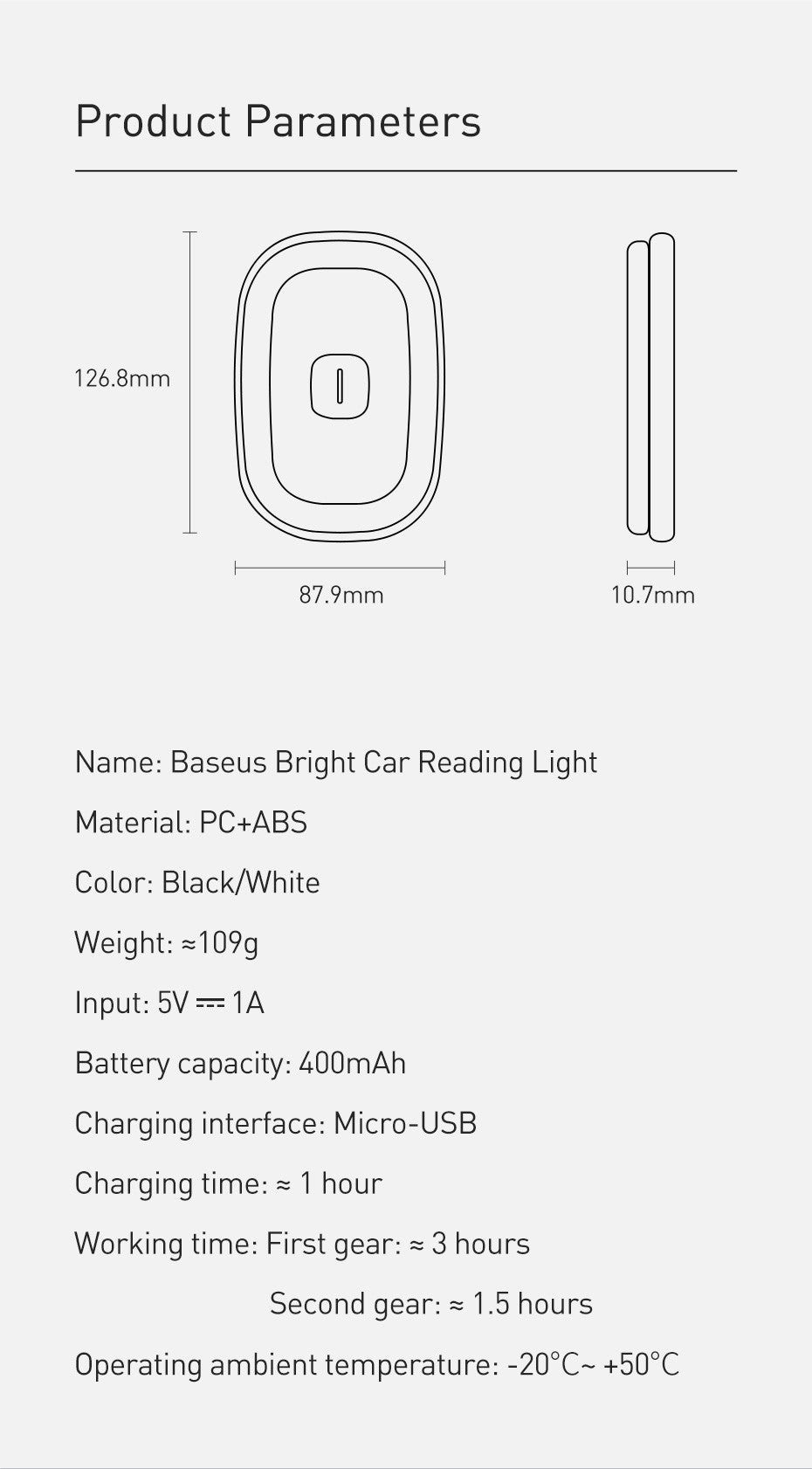LED Car Eye Protection Reading Light