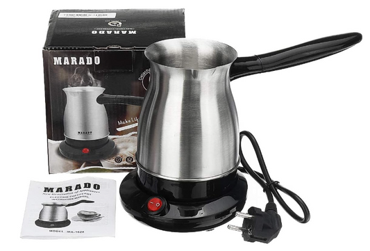 Marado High quality stainless steel Turkish Coffee Maker, Electrical Coffee Pot 500 ML/ 5 Cups. The Best and Most Efficient Way to Make a Warm Cup of Coffee or Tea and Boil Water.