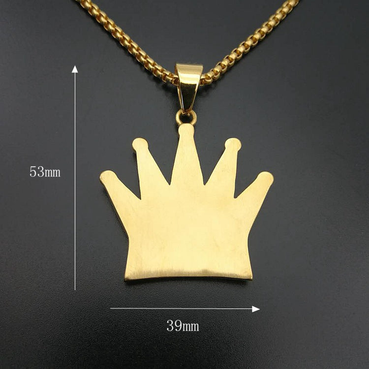 Personalized Simple Gold-plated Diamond KING Crown Pendant
